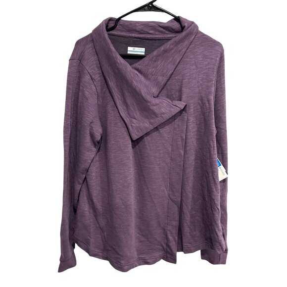 Columbia NWT Womens Purple Asymmetrical Long-Sleeve Pullover Top SZ Large - Picture 1 of 9